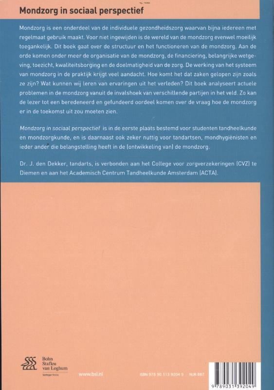 Achterkant van Mondzorg in sociaal perspectief