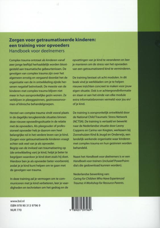 Achterkant van Zorgen voor getraumatiseerde kinderen: een training voor opvoeders
