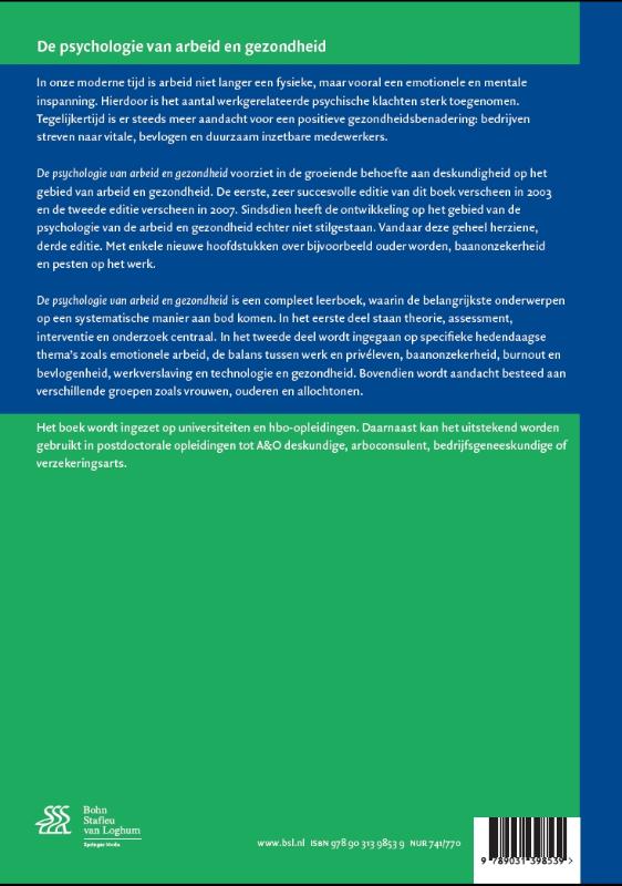 Achterkant van De psychologie van arbeid en gezondheid