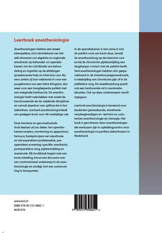 Achterkant van Leerboek anesthesiologie