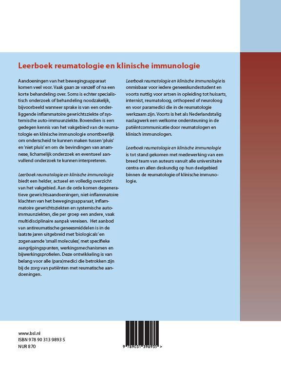 Achterkant van Leerboek reumatologie en klinische immunologie