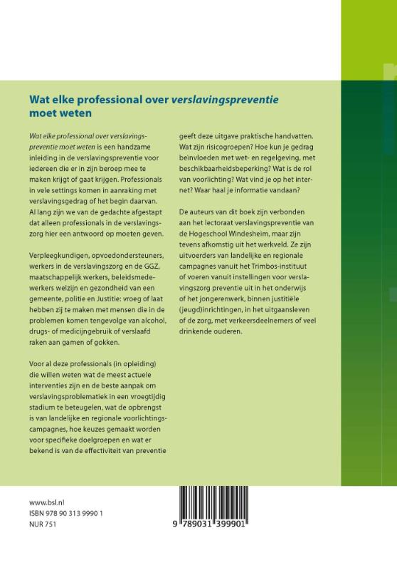 Achterkant van Wat elke professional over verslavingspreventie moet weten