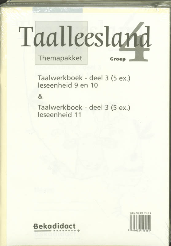 Achterkant van Themapakket taalwerkboek