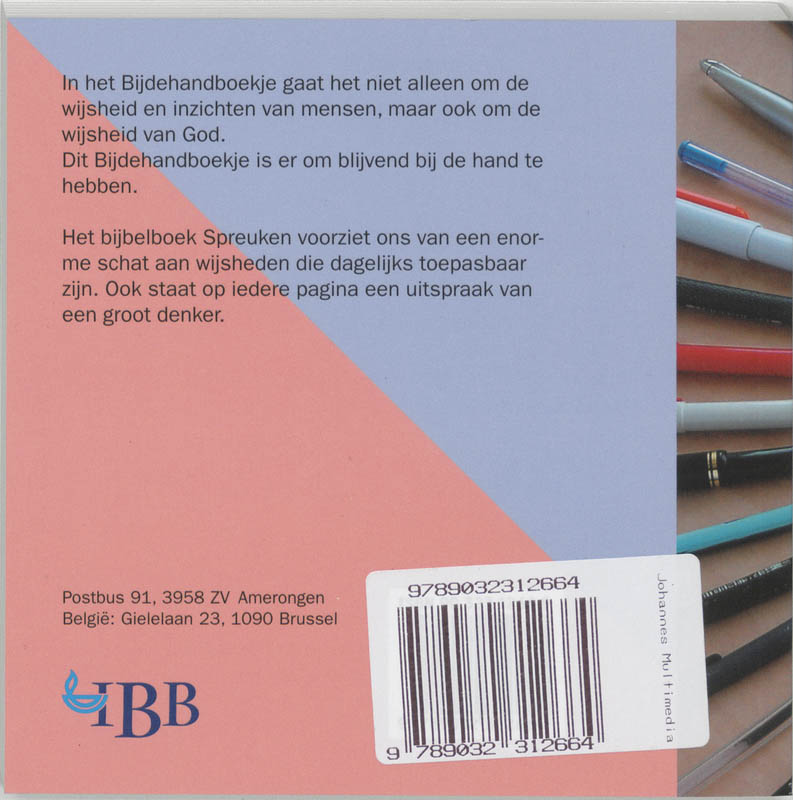 Achterkant van Bijdehandboekje over Spreuken