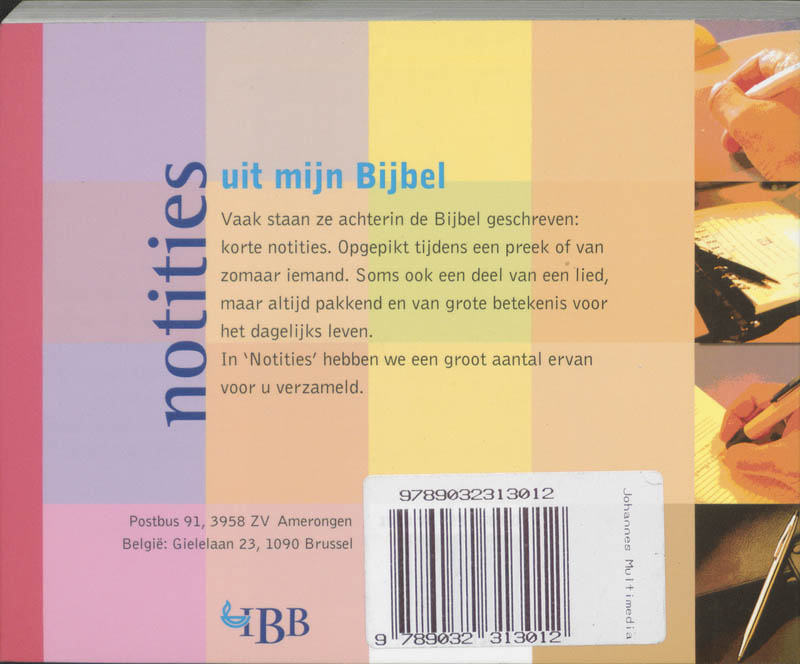 Achterkant van Notities uit mijn bijbel
