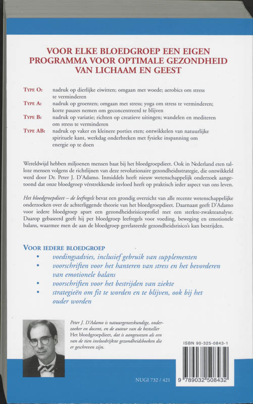 Achterkant van Het bloedgroepdieet - De leefregels
