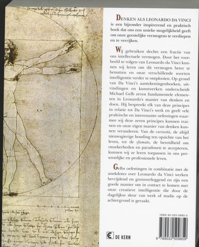 Achterkant van Denken als Leonardo da Vinci