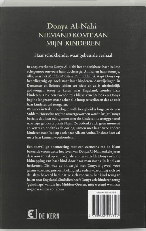 Achterkant van Niemand komt aan mijn kinderen