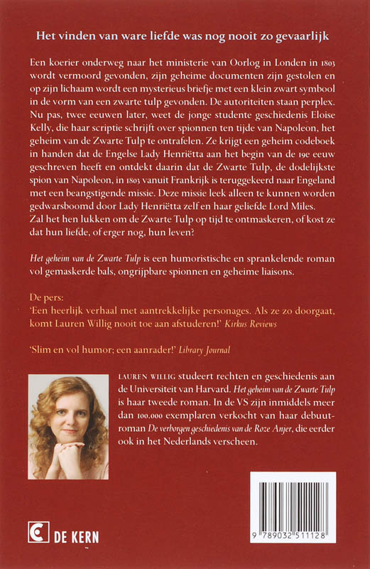 Achterkant van Het geheim van de Zwarte Tulp