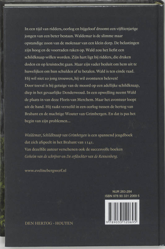 Achterkant van Waldemar, schildknaap van Grimbergen