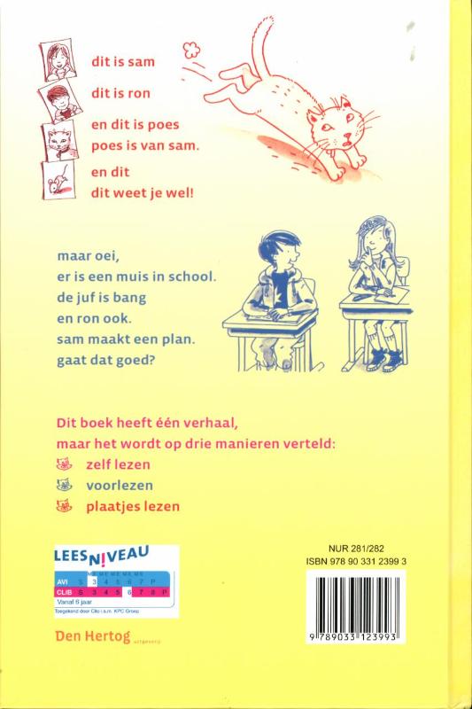 Achterkant van Poes in de klas