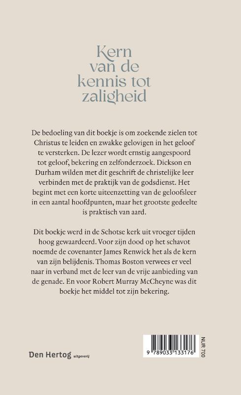 Achterkant van Kern van de kennis der zaligheid