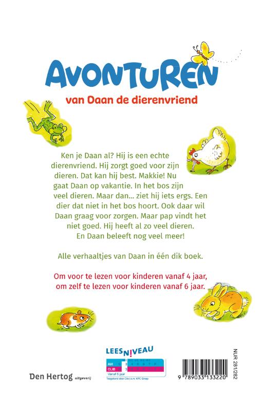 Achterkant van Avonturen van Daan de dierenvriend