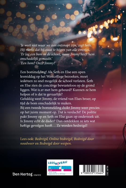 Achterkant van Bedreigd door een bom