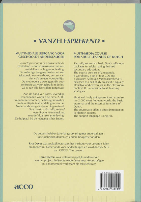 Achterkant van Tekstboek