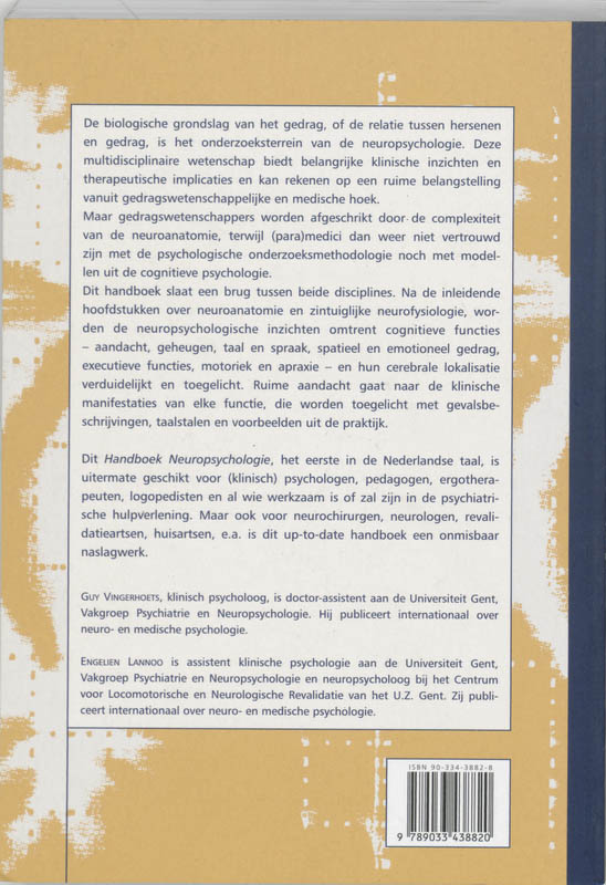 Achterkant van Handboek neuropsychologie