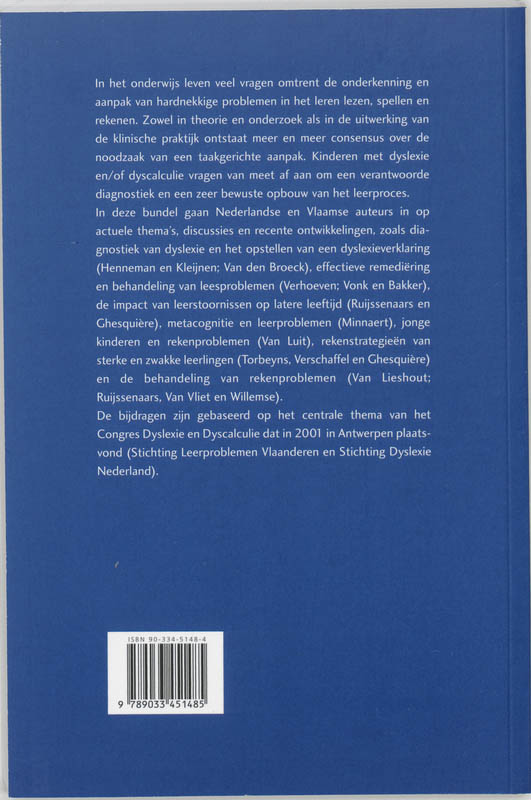 Achterkant van Dyslexie en dyscalculie