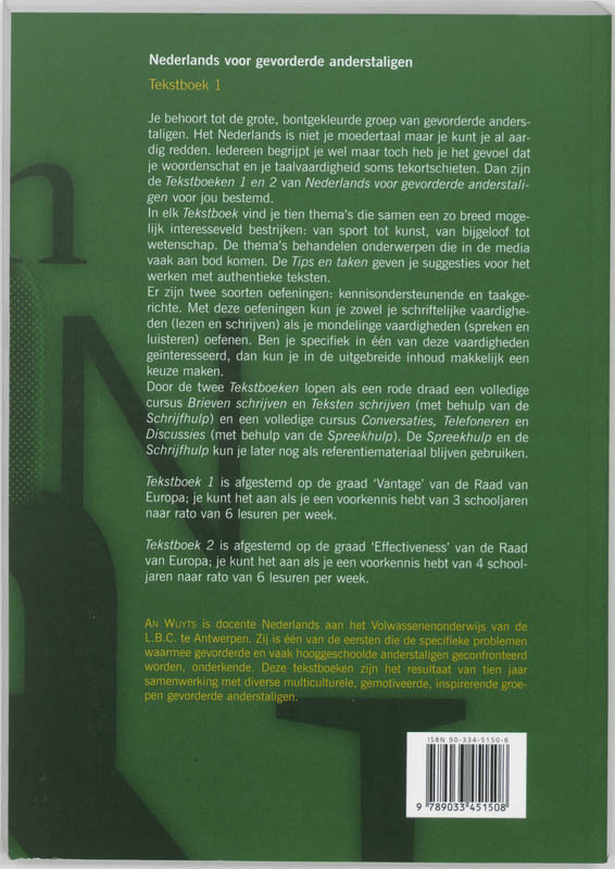 Achterkant van Tekstboek