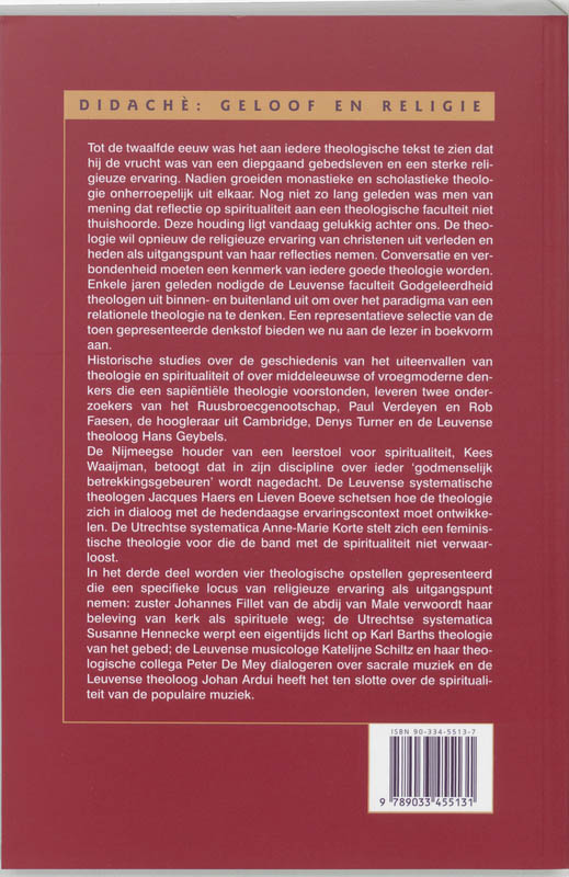 Achterkant van Theologie en spiritualiteit