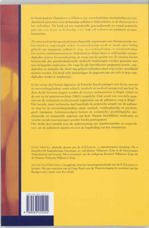Achterkant van Palliatieve zorg, stervensbegeleiding, rouwbegeleiding