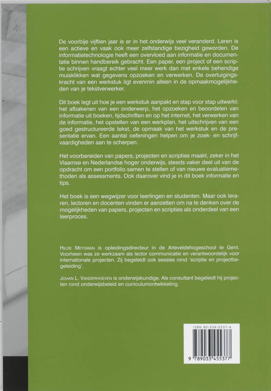 Achterkant van Paper, project of scriptie