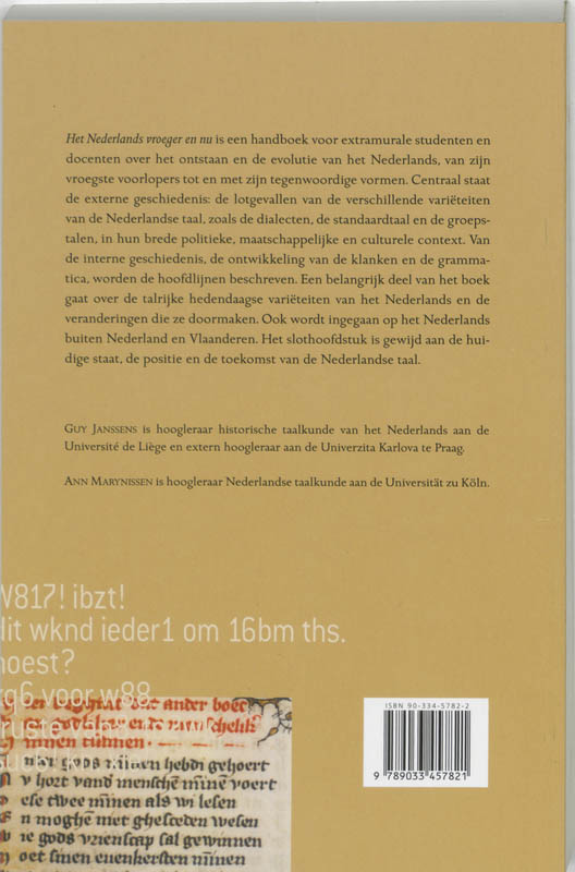 Achterkant van Het Nederlands vroeger en nu