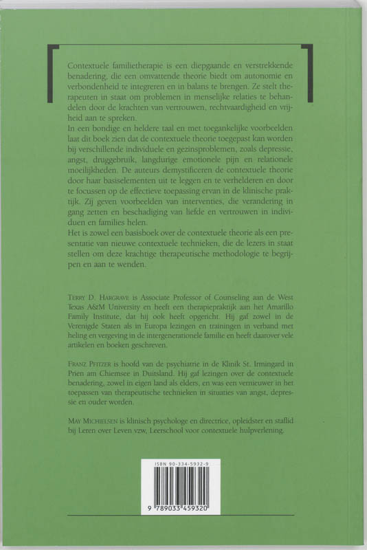 Achterkant van Ontwikkelingen in de contextuele therapie