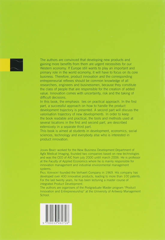 Achterkant van The practice of new products and business