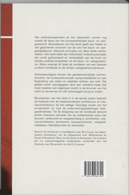 Achterkant van Bouwstenen van het recht