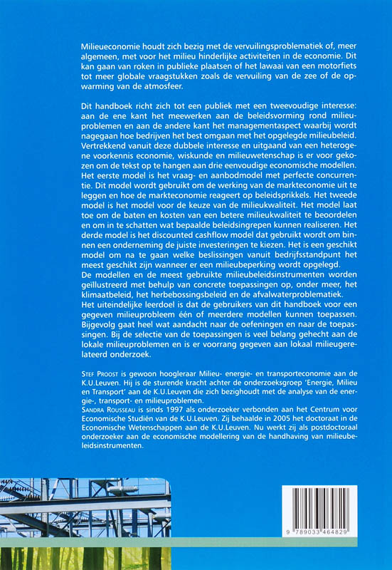 Achterkant van Inleiding tot de milieueconomie