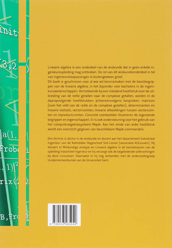 Achterkant van Algebra voor ingenieurs