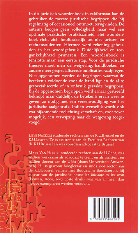 Achterkant van Juridisch Zakwoordenboek