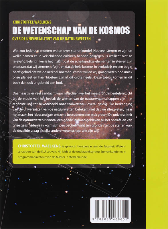 Achterkant van De wetenschap van de kosmos