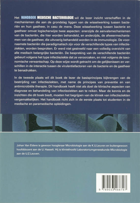 Achterkant van Handboek medische bacteriologie