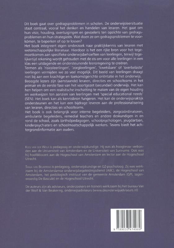 Achterkant van Gedragsproblemen in scholen