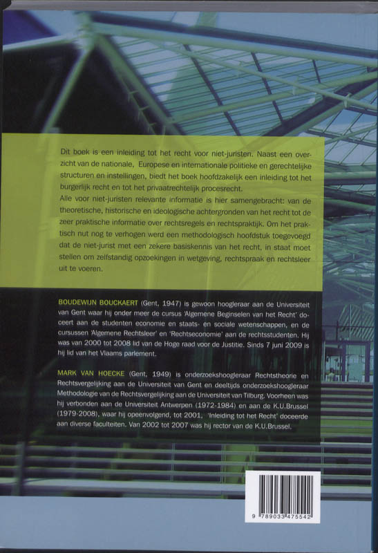 Achterkant van Inleiding tot het recht