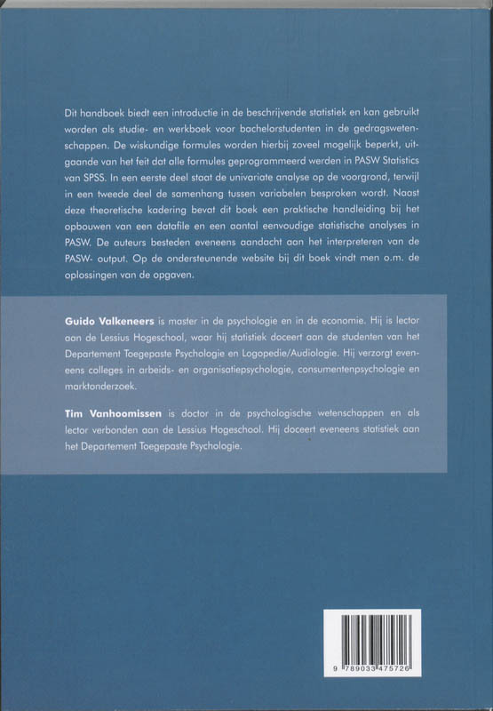 Achterkant van Inleiding in de statistiek voor de gedragswetenschappen
