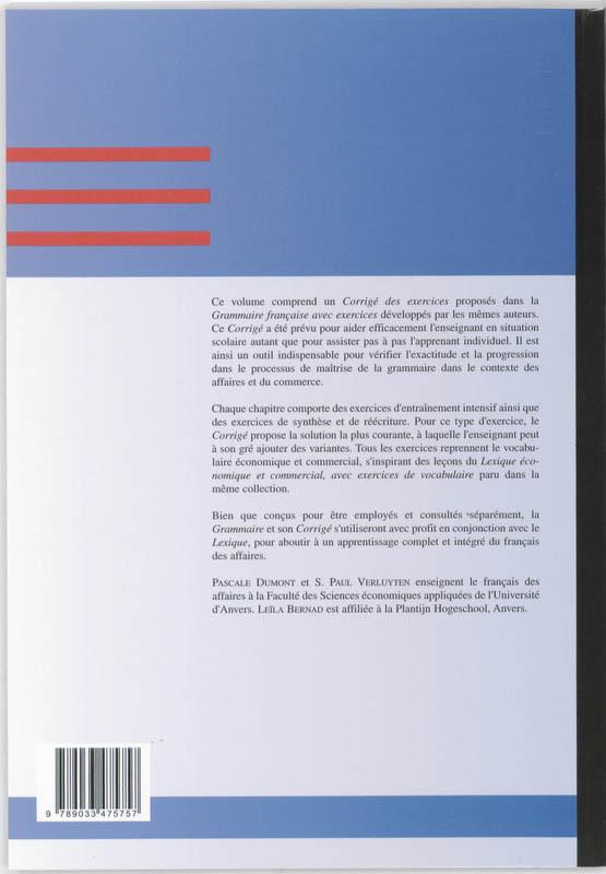 Achterkant van Grammaire francaise