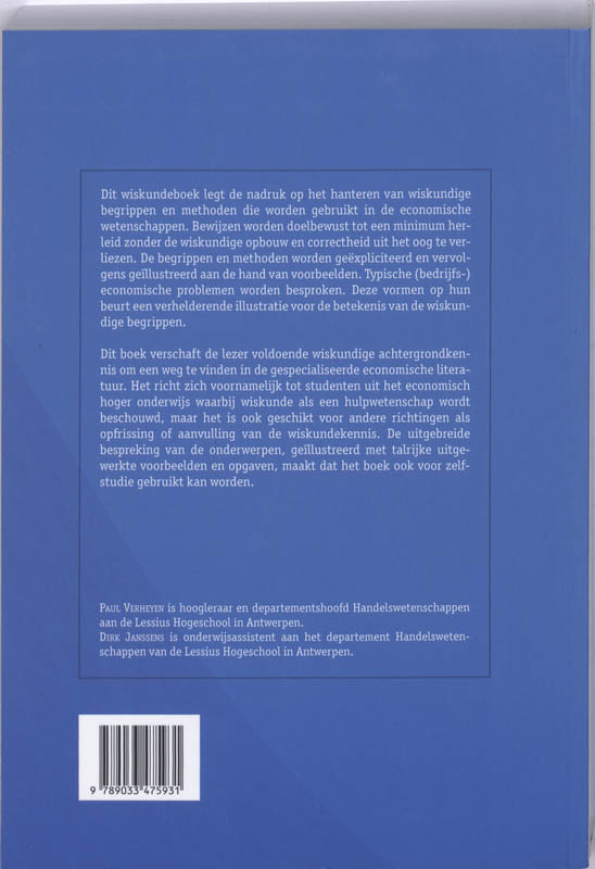 Achterkant van Wiskunde met bedrijfseconomische toepassingen