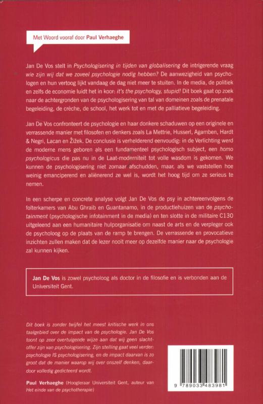 Achterkant van Psychologisering in tijden van globalisering