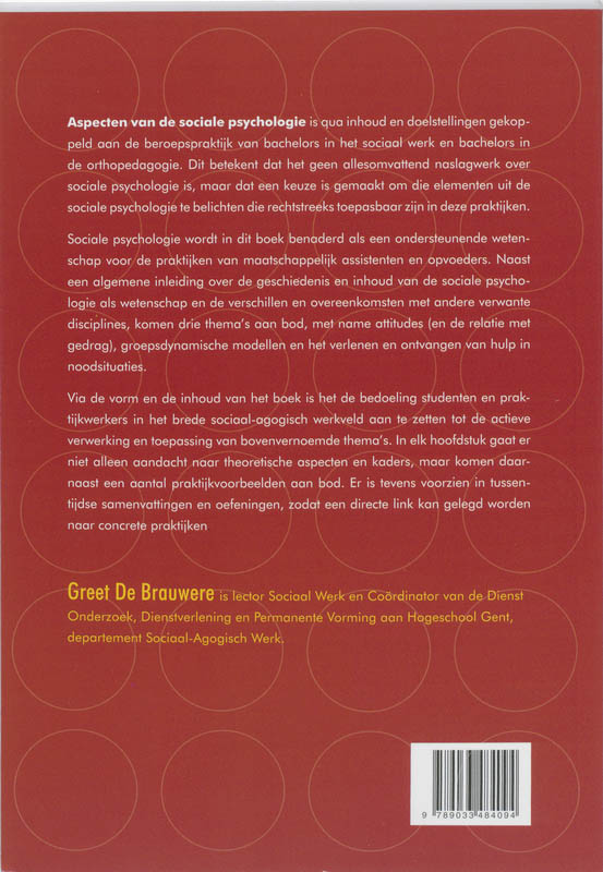 Achterkant van Aspecten van de sociale psychologie