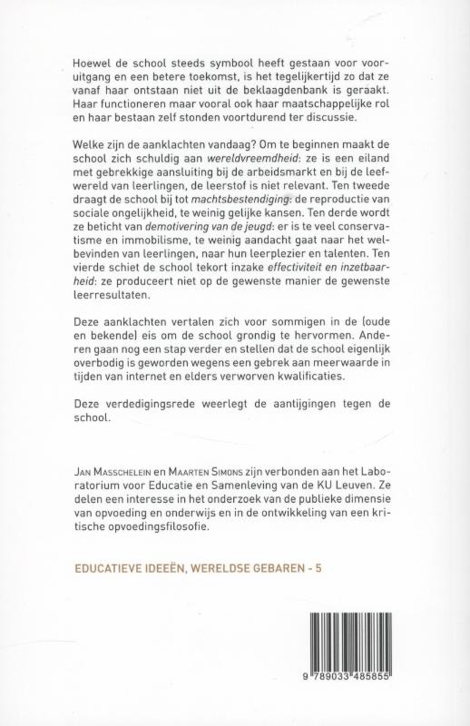 Achterkant van Apologie van de school