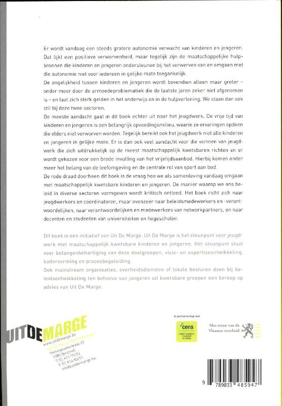 Achterkant van Uit de marge van het jeugdbeleid