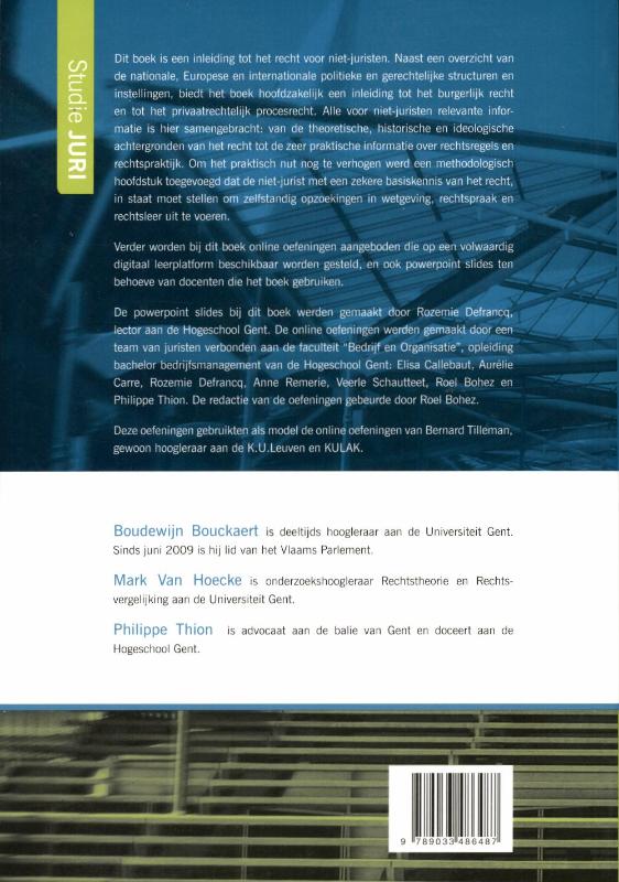 Achterkant van Inleiding tot het Recht