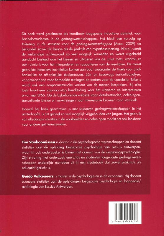 Achterkant van Inductieve statistiek voor de gedragswetenschappen