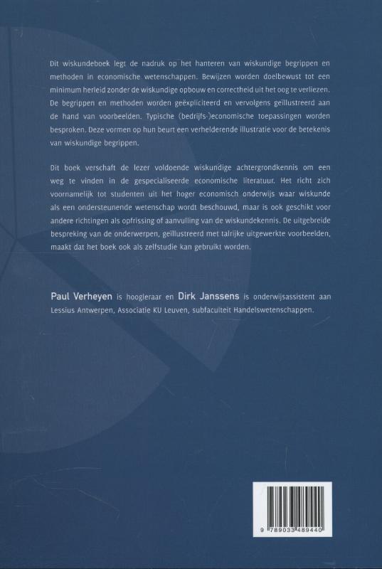 Achterkant van Wiskunde met bedrijfseconomische toepassingen
