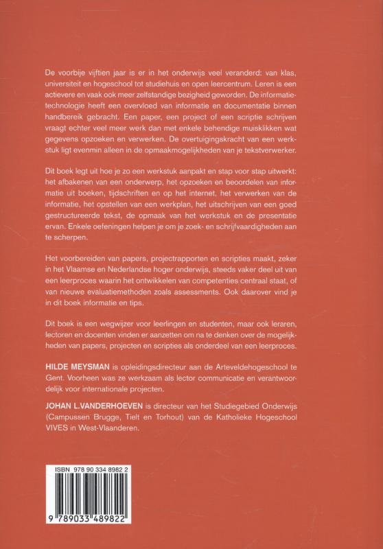 Achterkant van Paper, project of scriptie