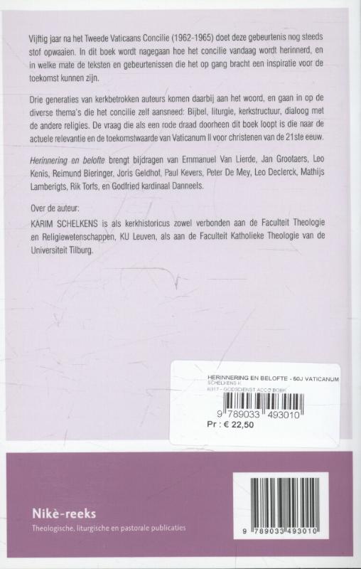 Achterkant van Herinnering en belofte