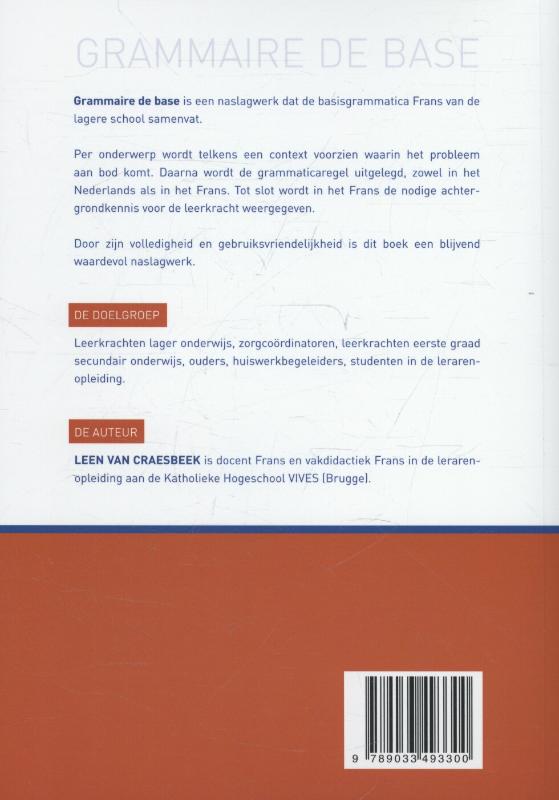 Achterkant van Grammaire de base