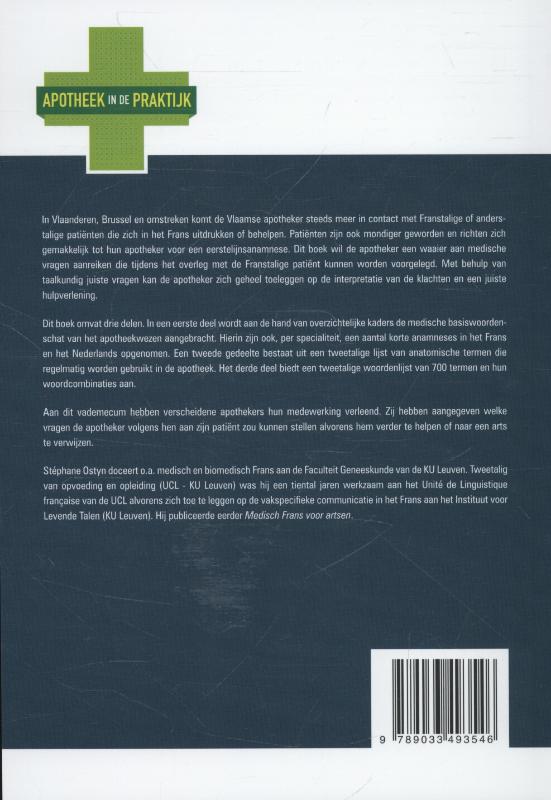 Achterkant van Medisch Frans in de apotheek
